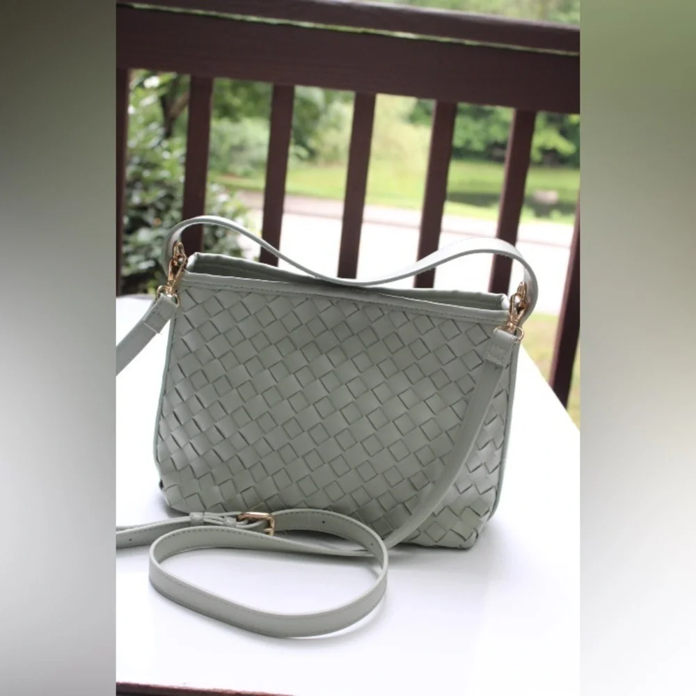 Urban expressions woven faux leather satchel/cross body bag